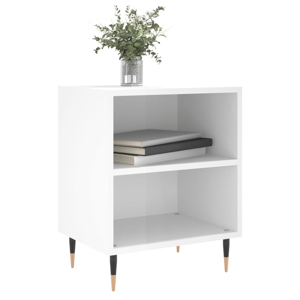 High Gloss White Bedside Cabinet 40x30x50 cm - Engineered Wood
