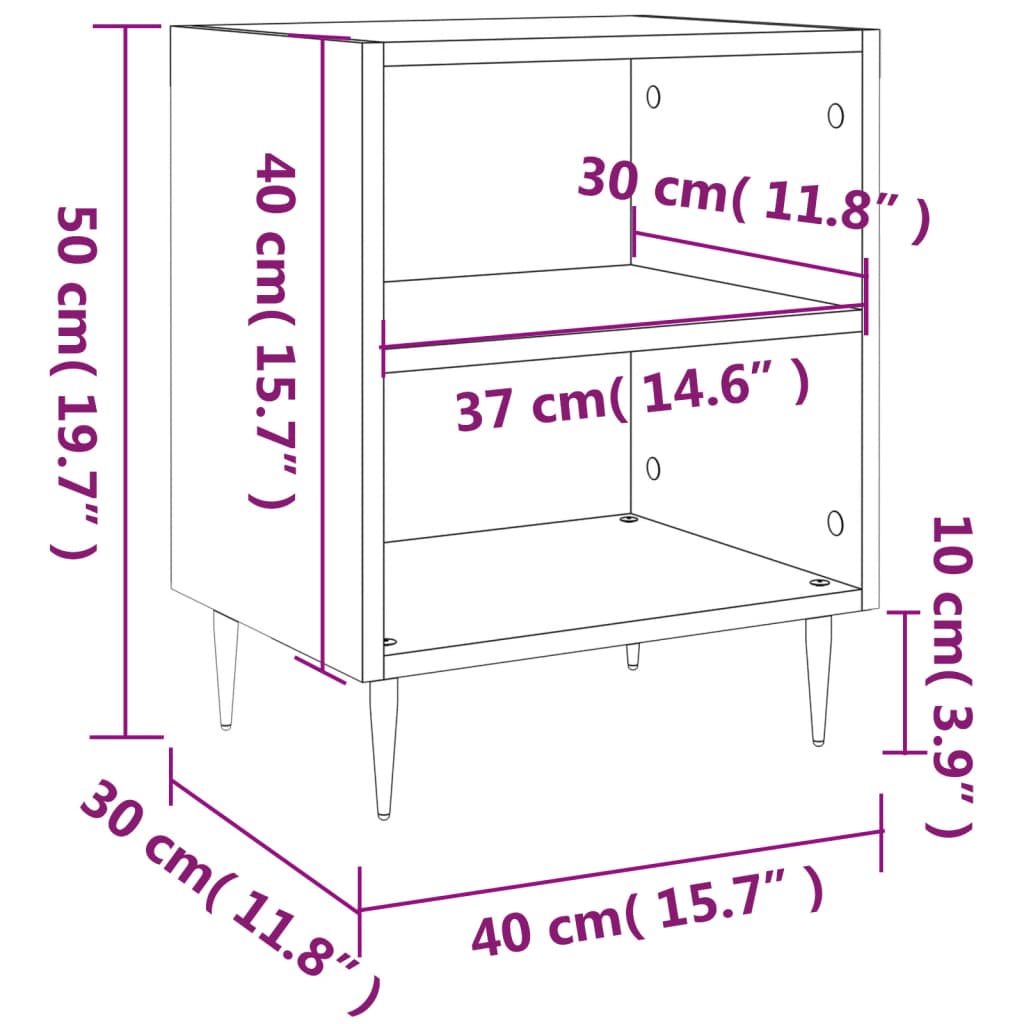 High Gloss White Bedside Cabinet 40x30x50 cm - Engineered Wood