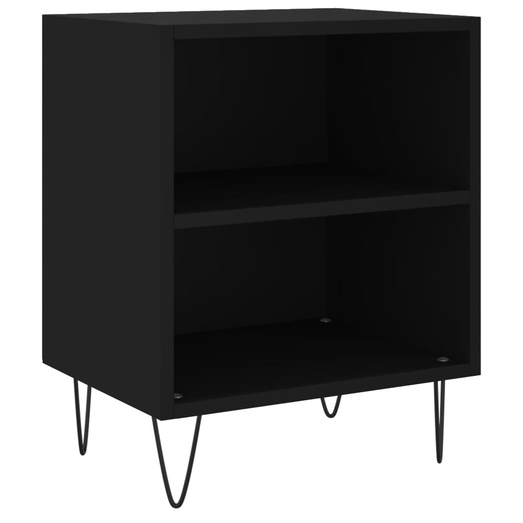 Black Engineered Wood Bedside Cabinets Set of 2 (40x30x50 cm)