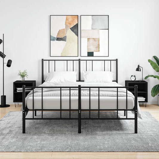 Black Engineered Wood Bedside Cabinets Set of 2 (40x30x50 cm)