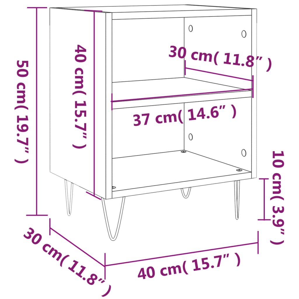 Bedside Cabinet High Gloss White 40x30x50 cm Engineered Wood