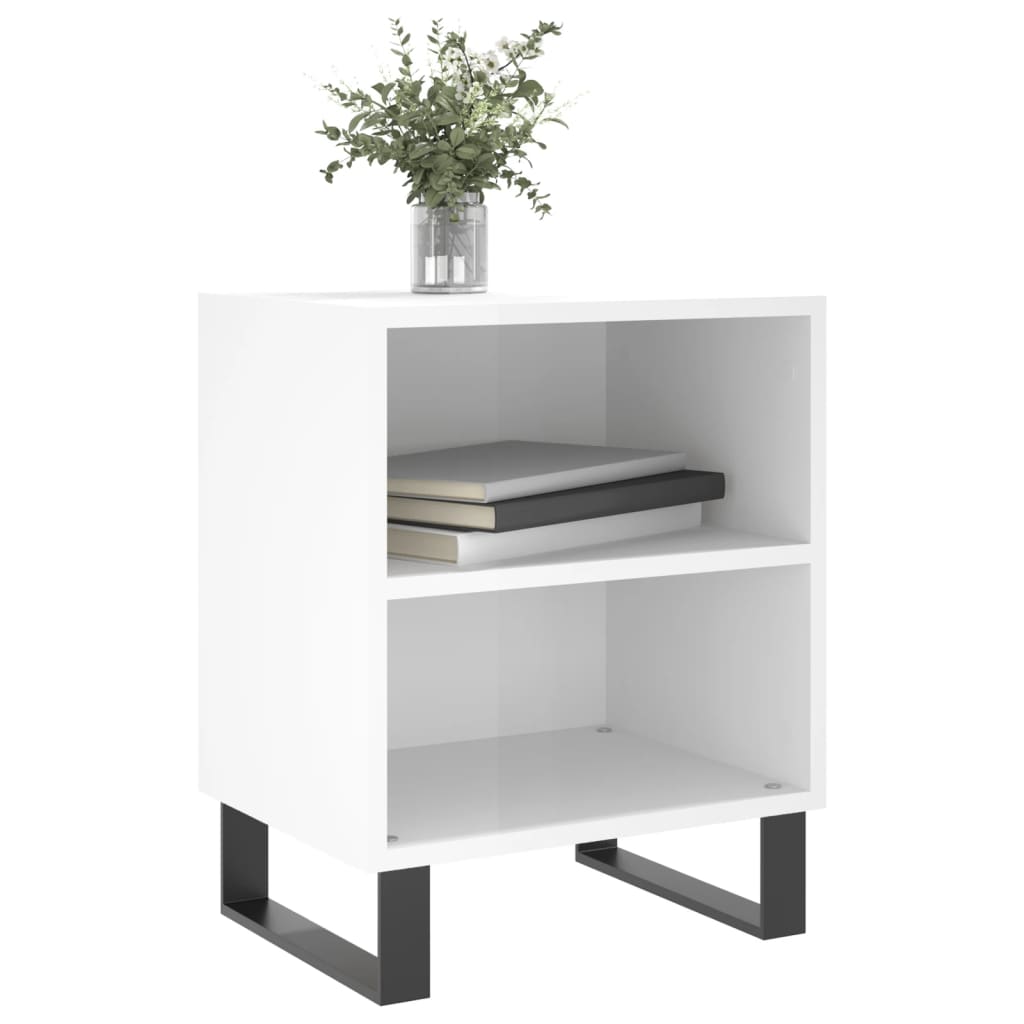 Elegant High Gloss White Bedside Cabinets, Set of 2, 40x30x50 cm