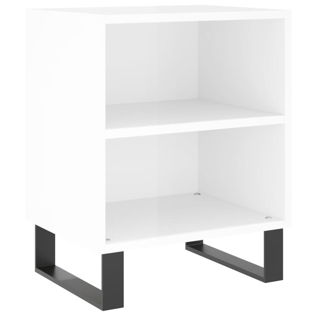 Elegant High Gloss White Bedside Cabinets, Set of 2, 40x30x50 cm