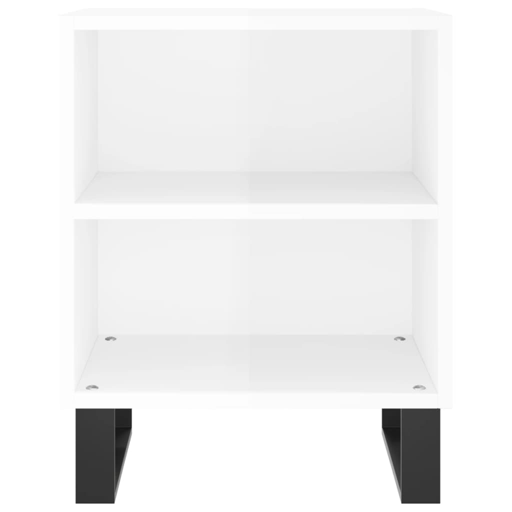 Elegant High Gloss White Bedside Cabinets, Set of 2, 40x30x50 cm