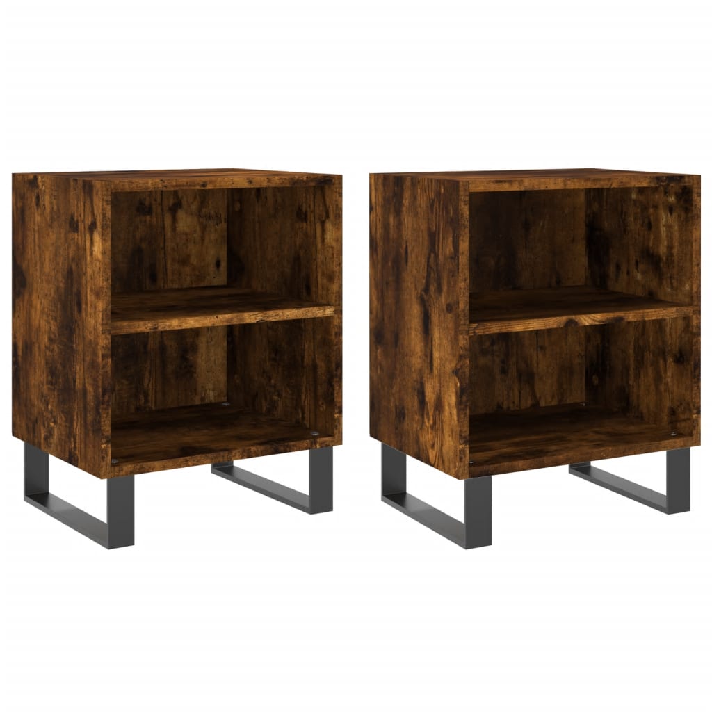 Smoked Oak Bedside Cabinets Set, 40x30x50 cm Engineered Wood