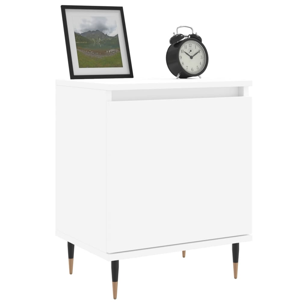 White Bedside Cabinets Set of 2 - 40x30x50 cm, Engineered Wood