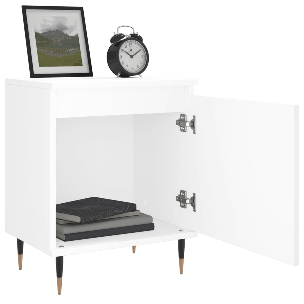 White Bedside Cabinets Set of 2 - 40x30x50 cm, Engineered Wood