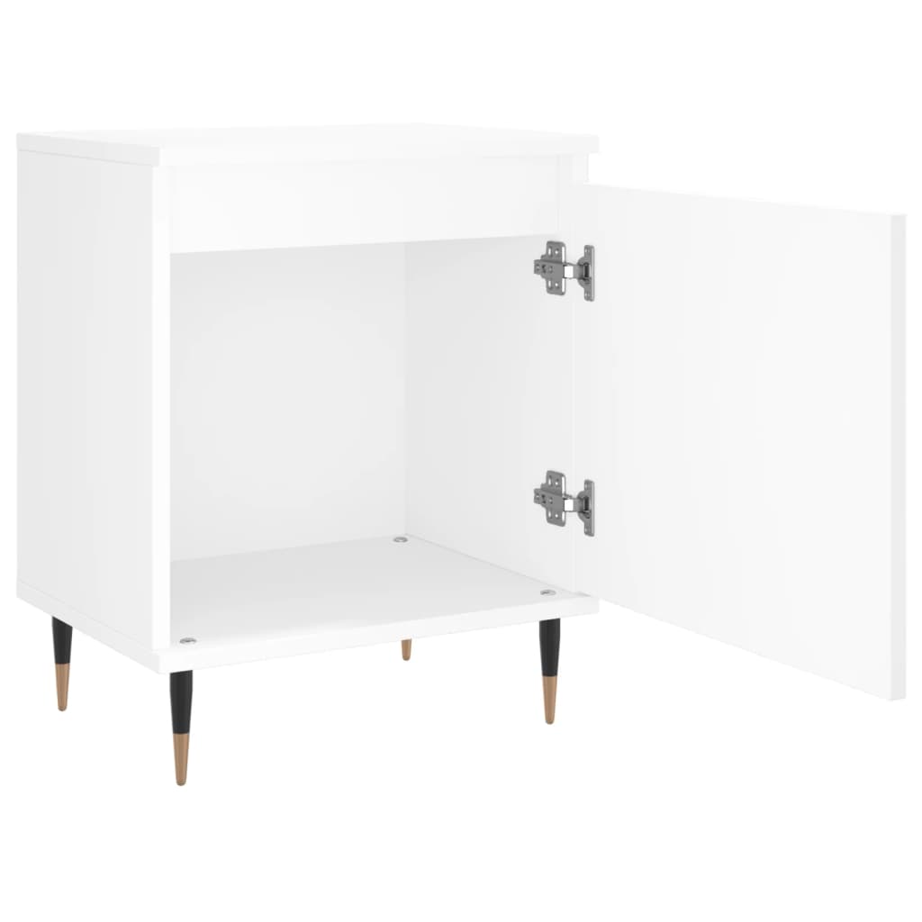 White Bedside Cabinets Set of 2 - 40x30x50 cm, Engineered Wood