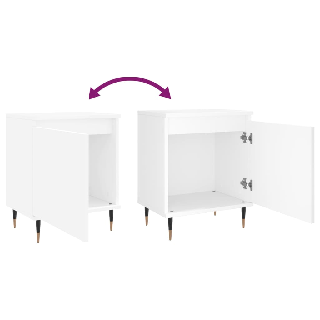White Bedside Cabinets Set of 2 - 40x30x50 cm, Engineered Wood