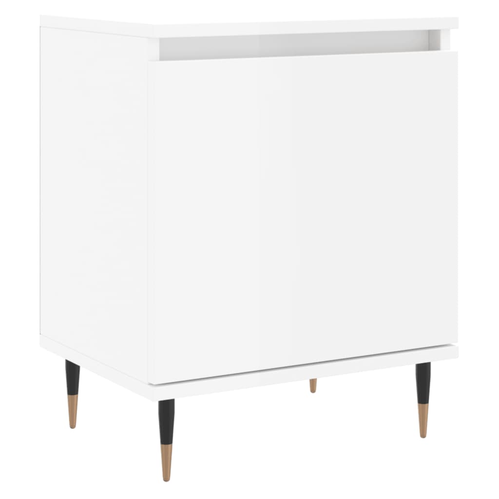 High Gloss White Bedside Cabinet, Engineered Wood, 40x30x50 cm