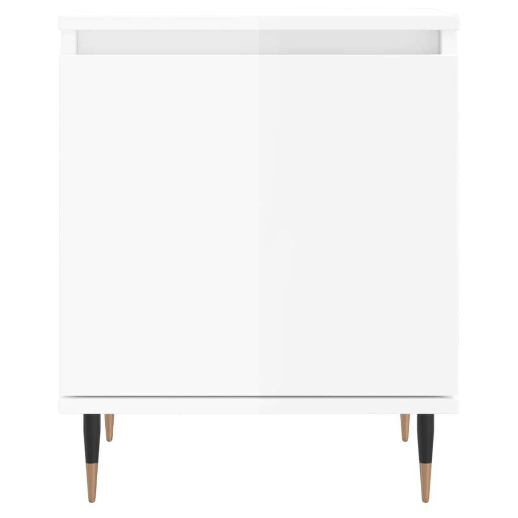 High Gloss White Bedside Cabinet, Engineered Wood, 40x30x50 cm