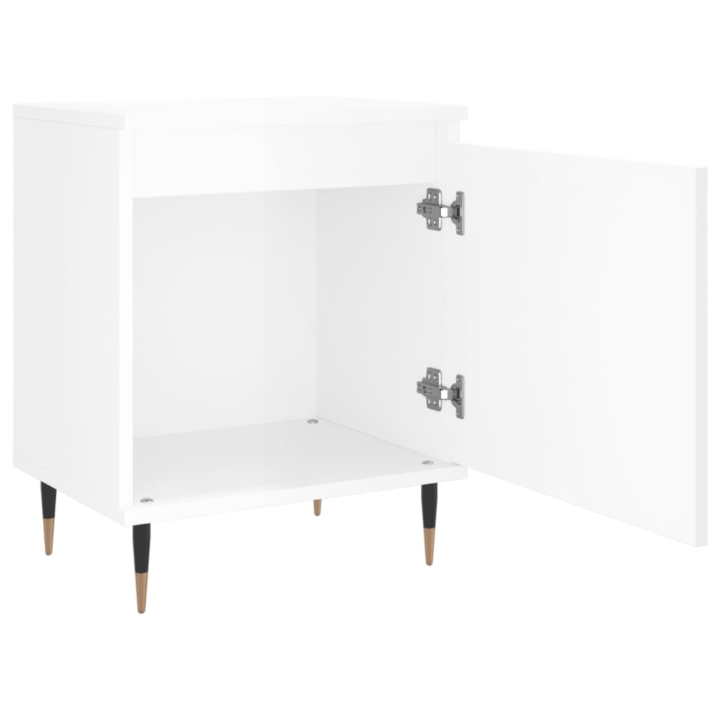 High Gloss White Bedside Cabinet, Engineered Wood, 40x30x50 cm