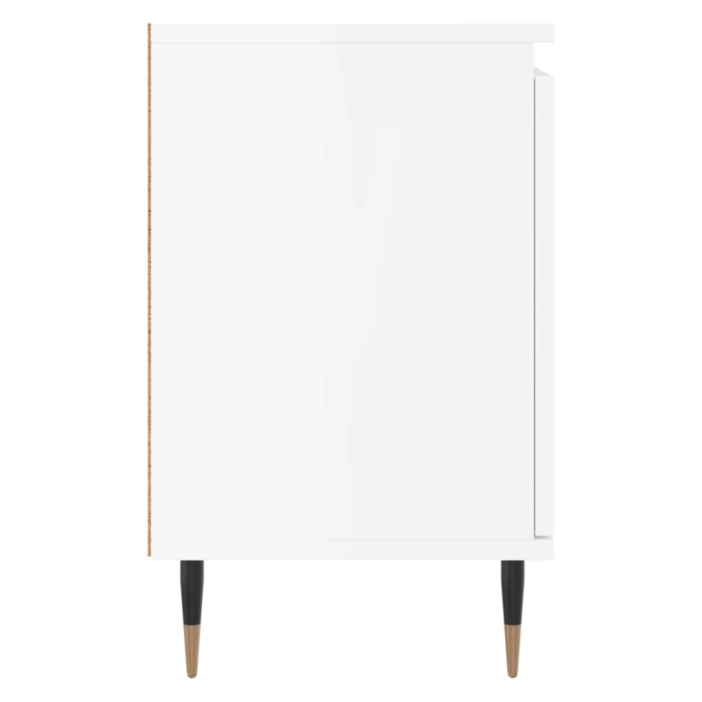 High Gloss White Bedside Cabinet, Engineered Wood, 40x30x50 cm