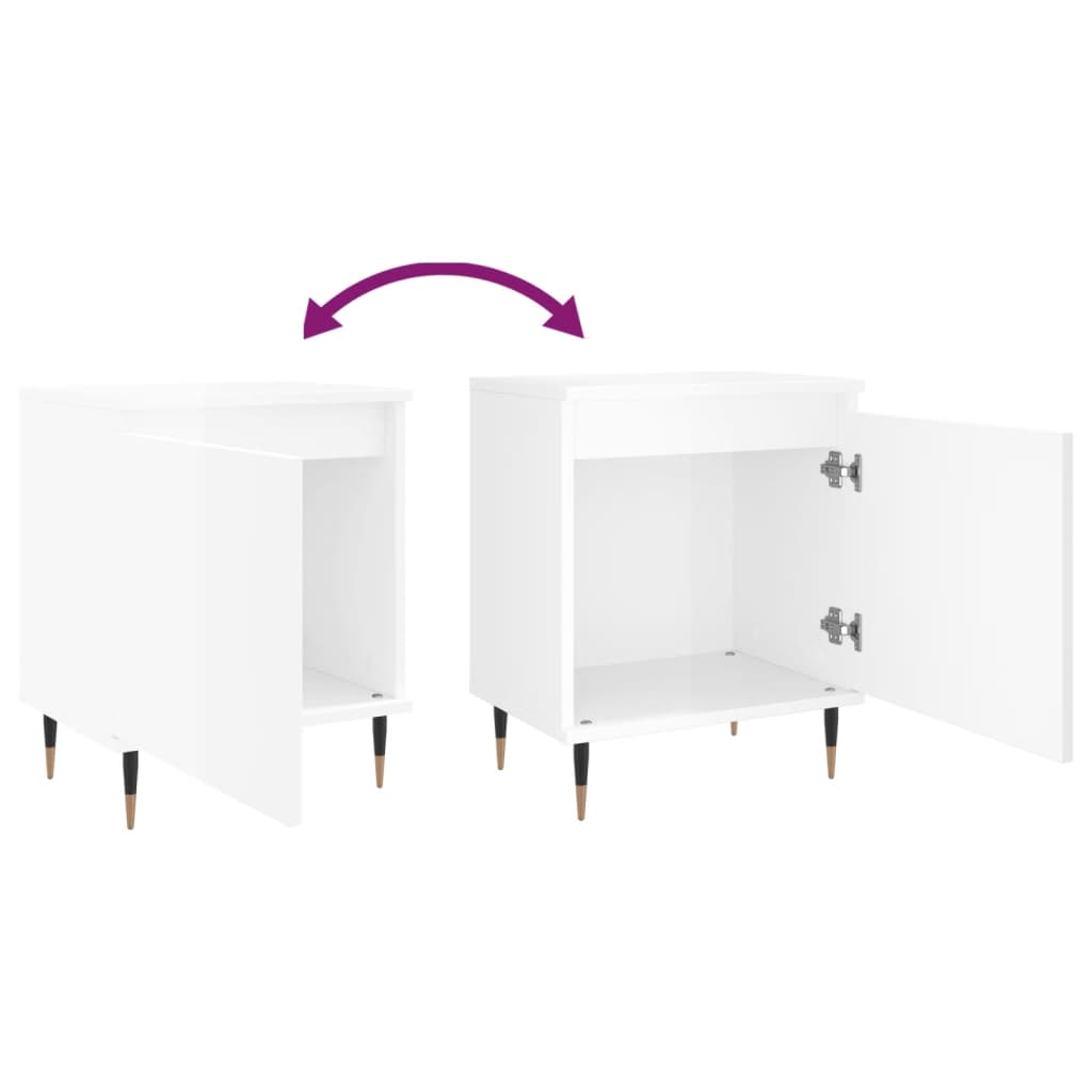 High Gloss White Bedside Cabinet, Engineered Wood, 40x30x50 cm