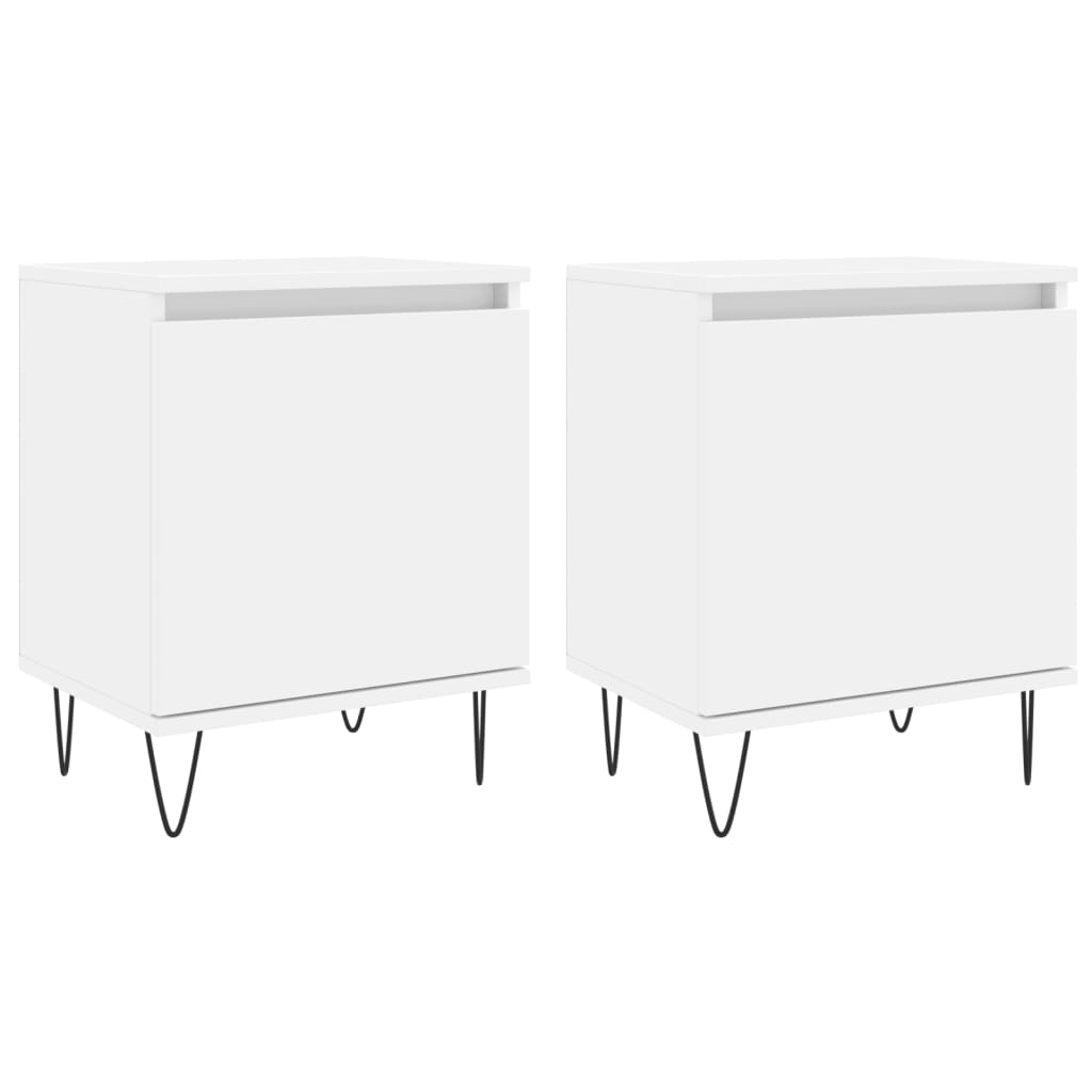 White Engineered Wood Bedside Cabinets 2 pcs - 40x30x50 cm