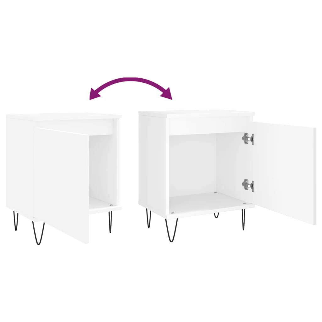 White Engineered Wood Bedside Cabinets 2 pcs - 40x30x50 cm
