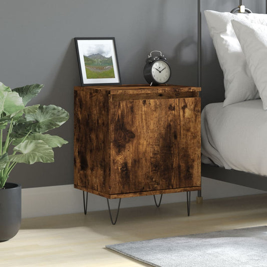 Smoked Oak Bedside Cabinet 40x30x50 cm - Elegant Engineered Wood