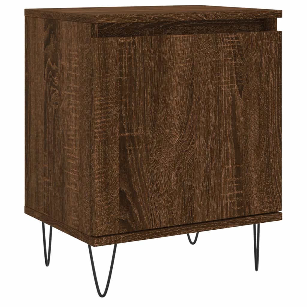 Compact Brown Oak Bedside Cabinet 40x30x50 cm - Engineered Wood