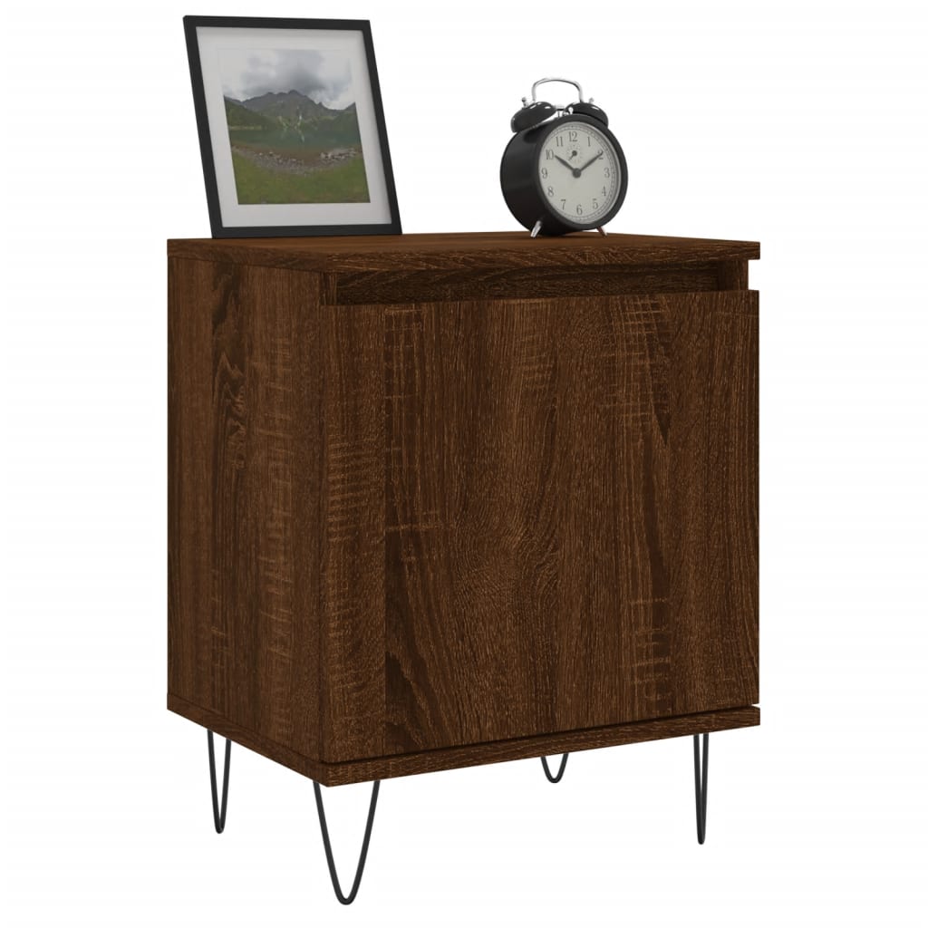 Compact Brown Oak Bedside Cabinet 40x30x50 cm - Engineered Wood