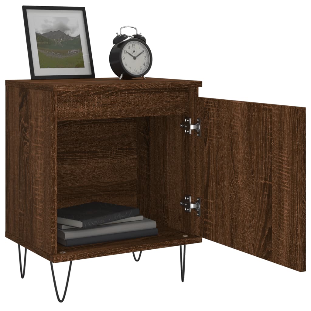 Compact Brown Oak Bedside Cabinet 40x30x50 cm - Engineered Wood