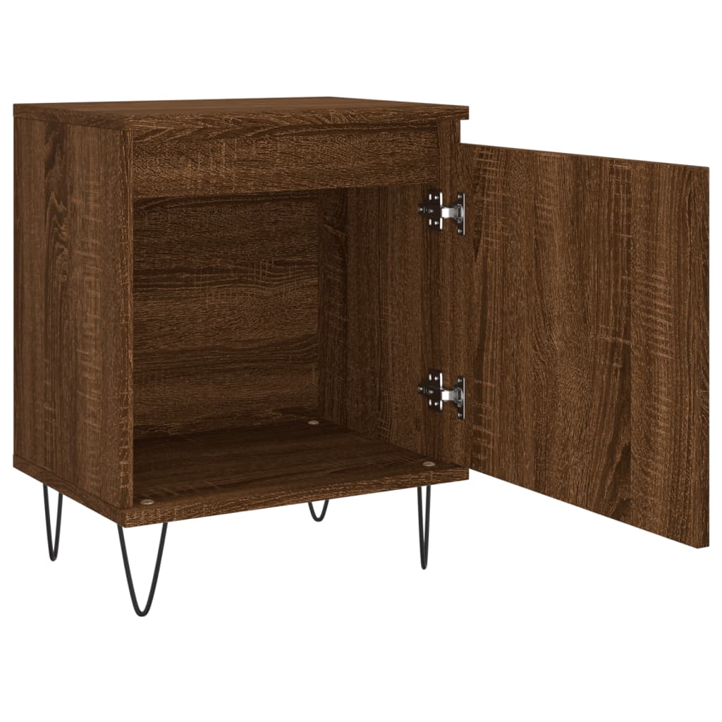 Compact Brown Oak Bedside Cabinet 40x30x50 cm - Engineered Wood