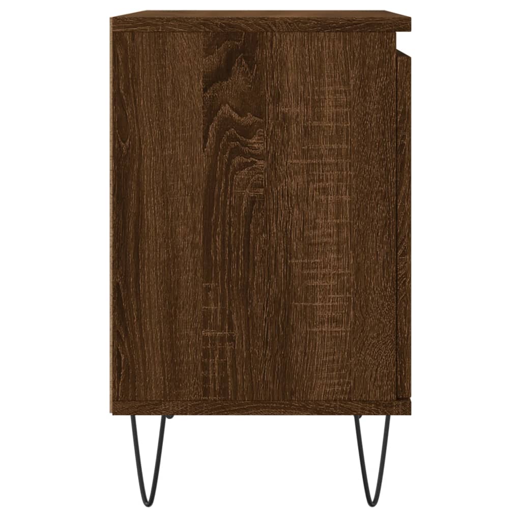 Compact Brown Oak Bedside Cabinet 40x30x50 cm - Engineered Wood
