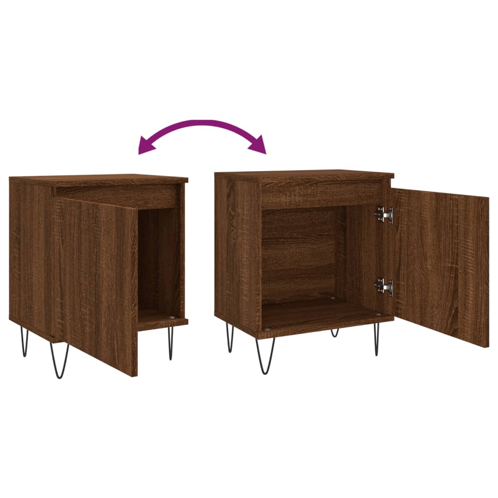 Compact Brown Oak Bedside Cabinet 40x30x50 cm - Engineered Wood