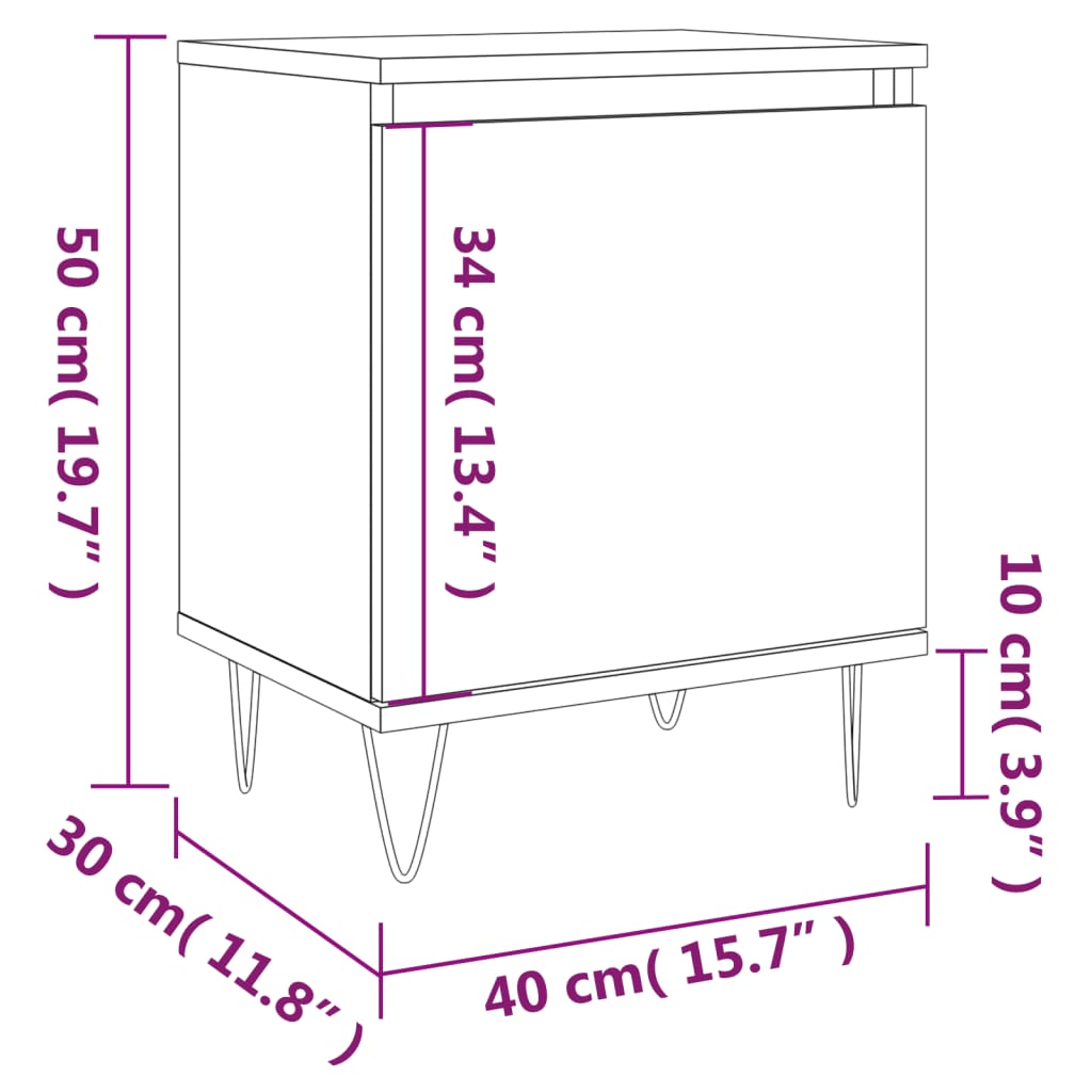 Compact Brown Oak Bedside Cabinet 40x30x50 cm - Engineered Wood