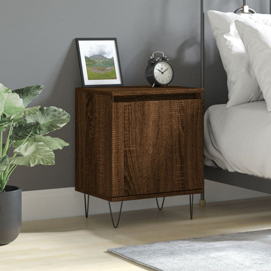 Compact Brown Oak Bedside Cabinet 40x30x50 cm - Engineered Wood