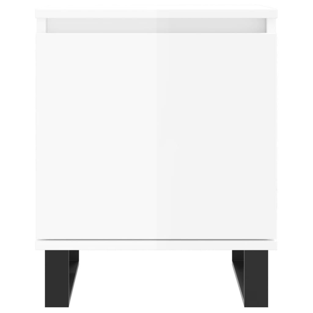 High Gloss White Bedside Cabinets - Set of 2, 40x30x50 cm