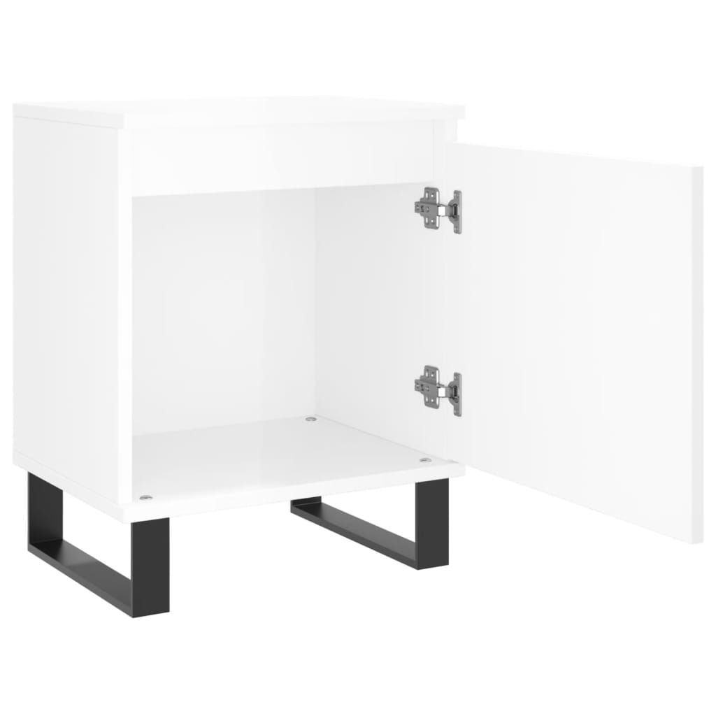 High Gloss White Bedside Cabinets - Set of 2, 40x30x50 cm