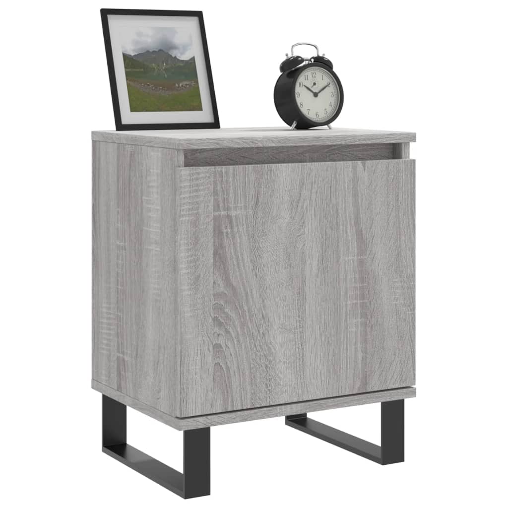 Grey Sonoma Bedside Cabinets Set of 2 - 40x30x50 cm Engineered Wood