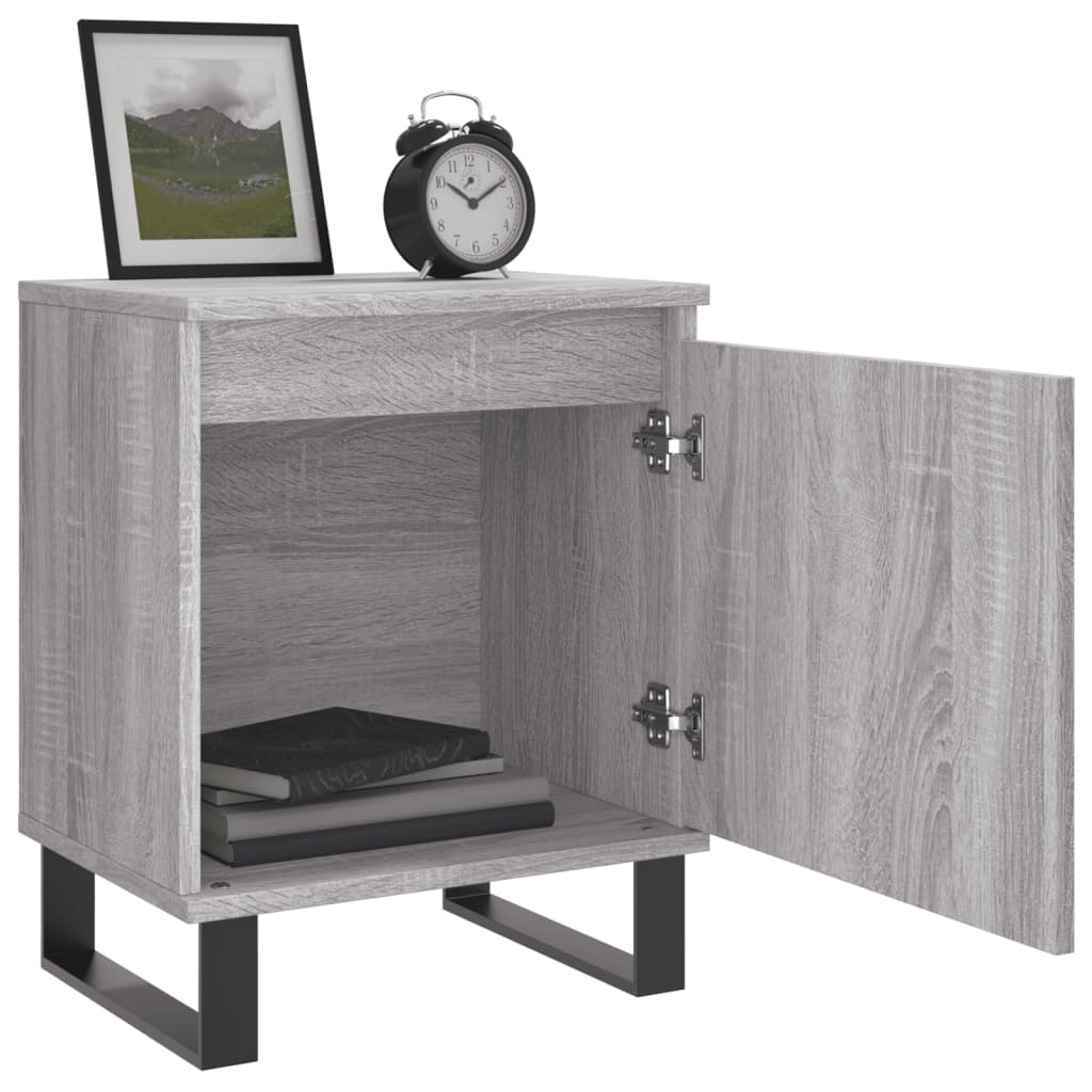 Grey Sonoma Bedside Cabinets Set of 2 - 40x30x50 cm Engineered Wood