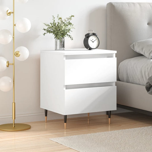 White Engineered Wood Bedside Cabinet - 40x35x50 cm