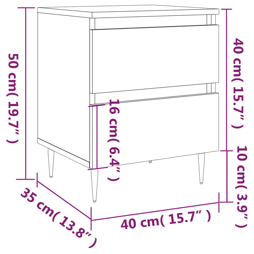 Grey Sonoma Bedside Cabinet 40x35x50 cm - Engineered Wood