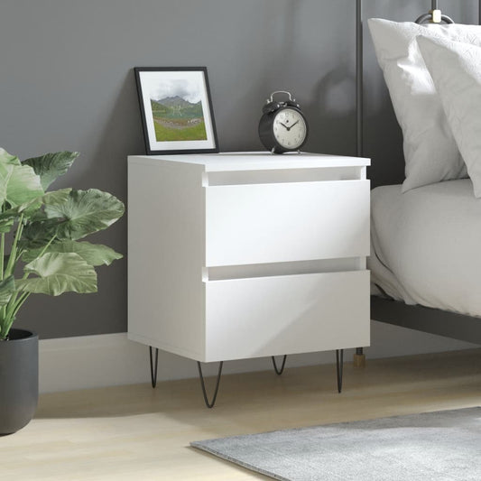White Engineered Wood Bedside Cabinet 40x35x50 cm