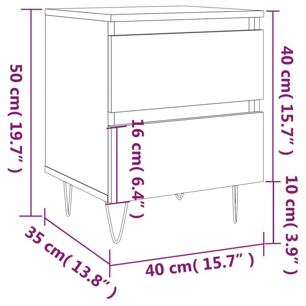 Concrete Grey Bedside Cabinet, 40x35x50 cm, Engineered Wood