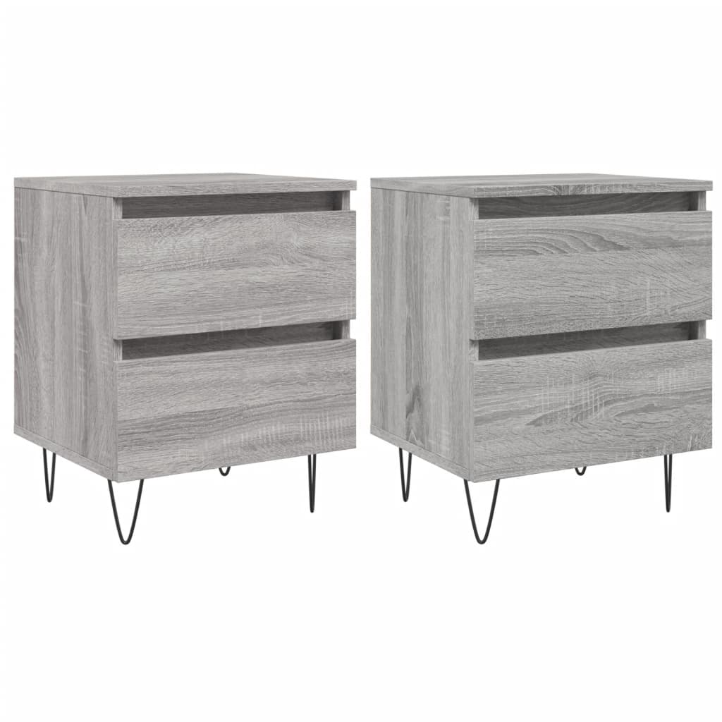 Grey Sonoma Bedside Cabinets Set of 2 - Engineered Wood, 40x35x50 cm