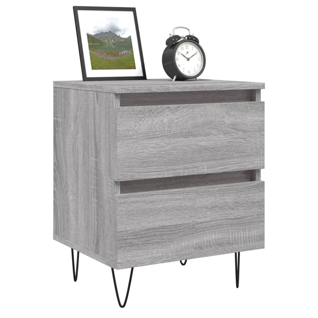 Grey Sonoma Bedside Cabinets Set of 2 - Engineered Wood, 40x35x50 cm