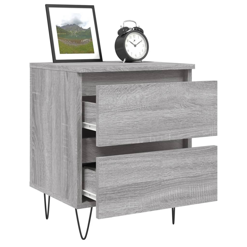 Grey Sonoma Bedside Cabinets Set of 2 - Engineered Wood, 40x35x50 cm
