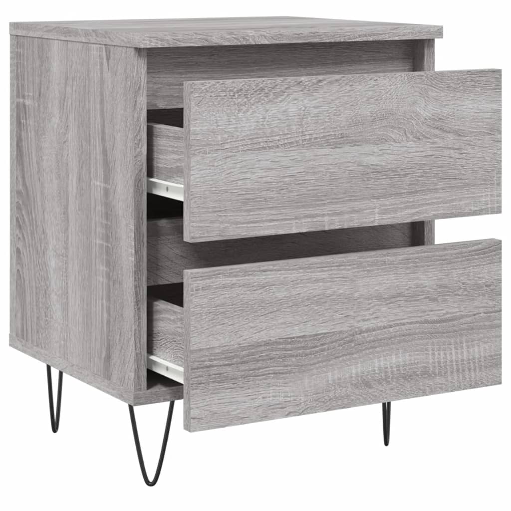 Grey Sonoma Bedside Cabinets Set of 2 - Engineered Wood, 40x35x50 cm