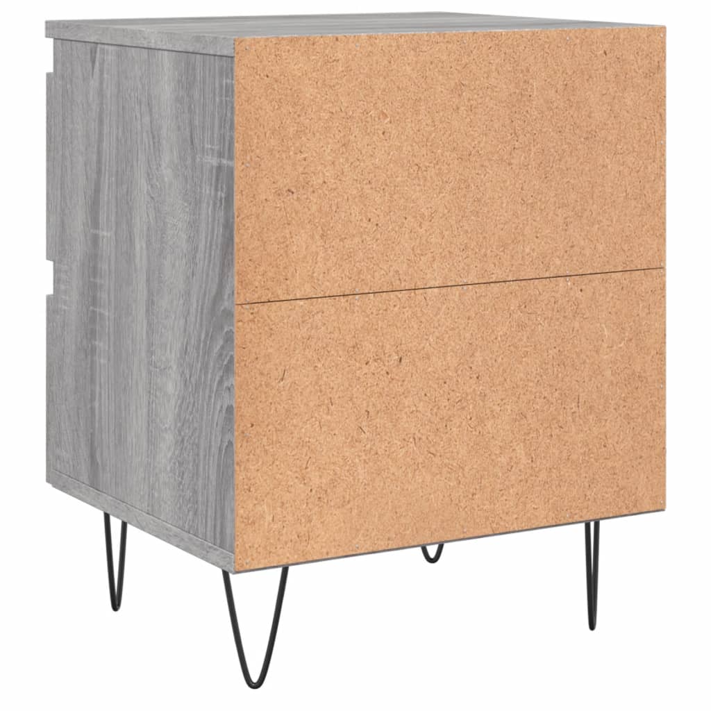 Grey Sonoma Bedside Cabinets Set of 2 - Engineered Wood, 40x35x50 cm