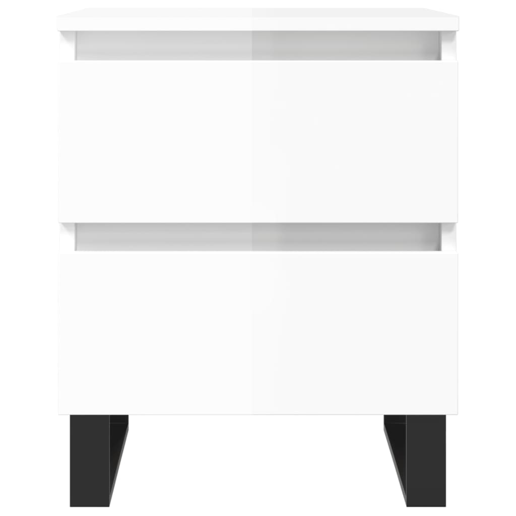 High Gloss White Bedside Cabinets Set, Engineered Wood, 2 Pcs