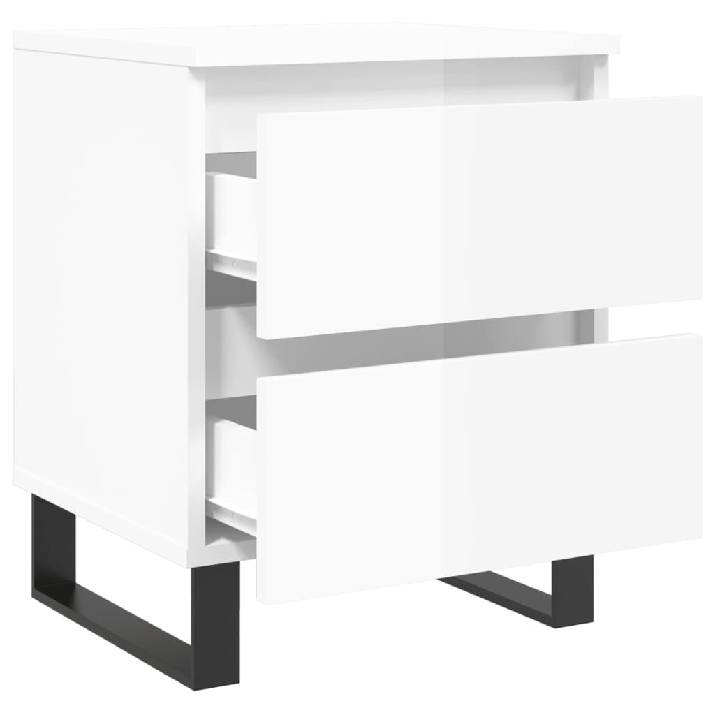 High Gloss White Bedside Cabinets Set, Engineered Wood, 2 Pcs