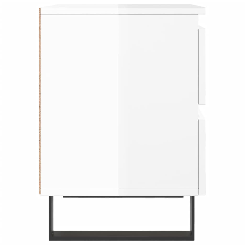 High Gloss White Bedside Cabinets Set, Engineered Wood, 2 Pcs