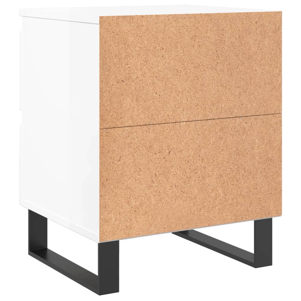High Gloss White Bedside Cabinets Set, Engineered Wood, 2 Pcs