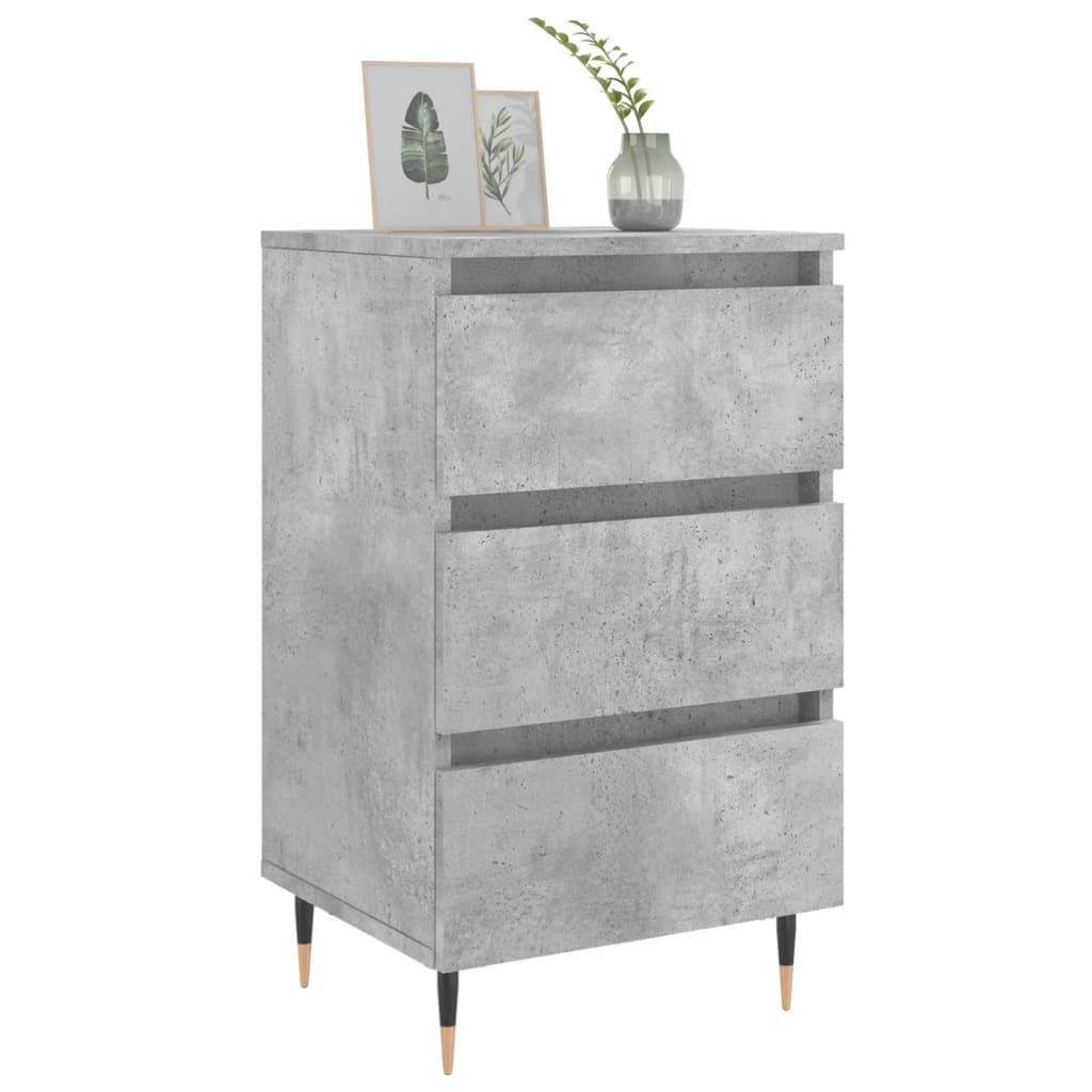 Concrete Grey Bedside Cabinets Set of 2 - Engineered Wood, 40x35x69cm
