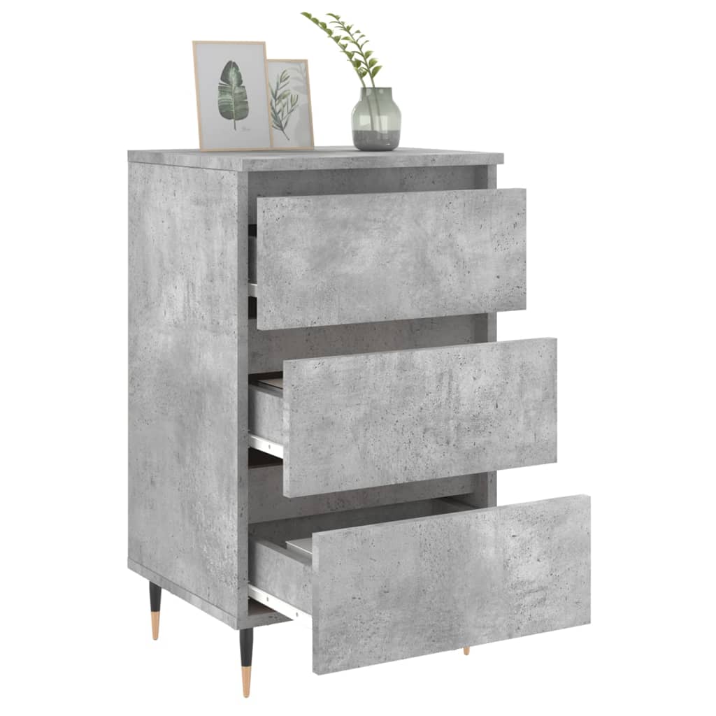 Concrete Grey Bedside Cabinets Set of 2 - Engineered Wood, 40x35x69cm