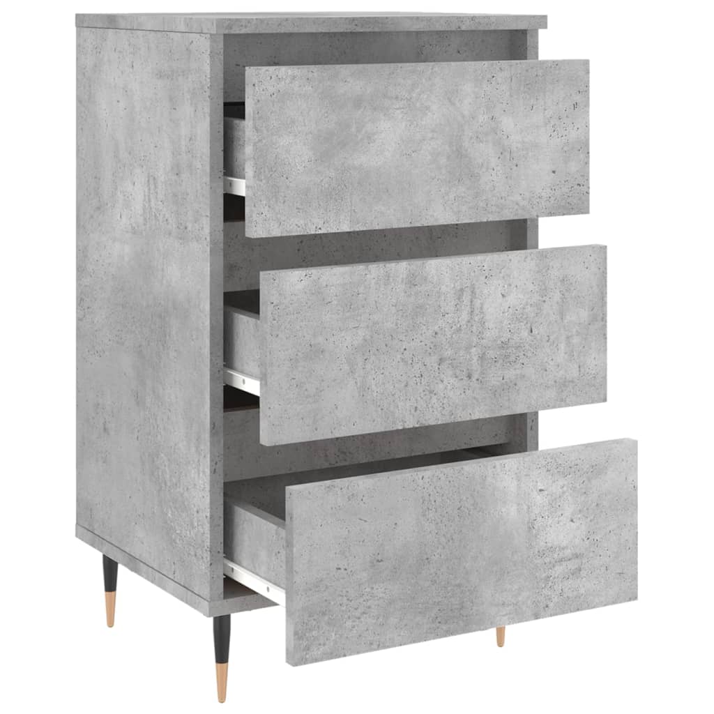 Concrete Grey Bedside Cabinets Set of 2 - Engineered Wood, 40x35x69cm