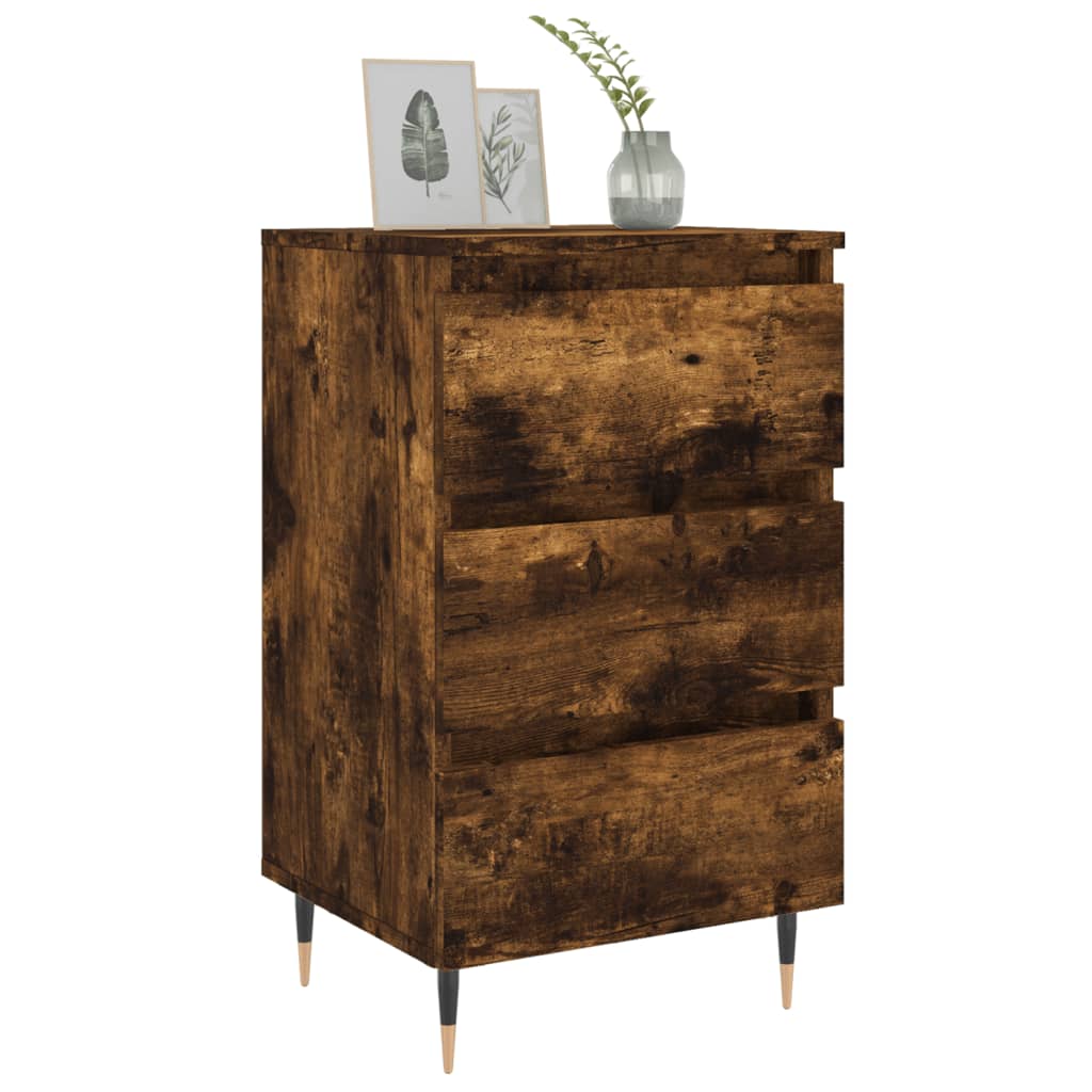 Smoked Oak Bedside Cabinets Set of 2 - 40x35x69 cm Engineered Wood